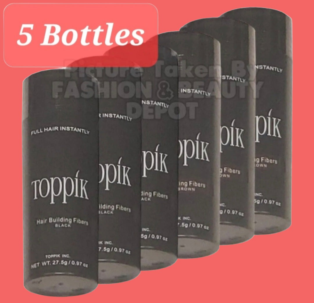 5 x TOPPIK Hair Building Fiber *Choose Your Color* 27.5g 0.97oz FASHIONBEAUTYDEPOT Pack of 5