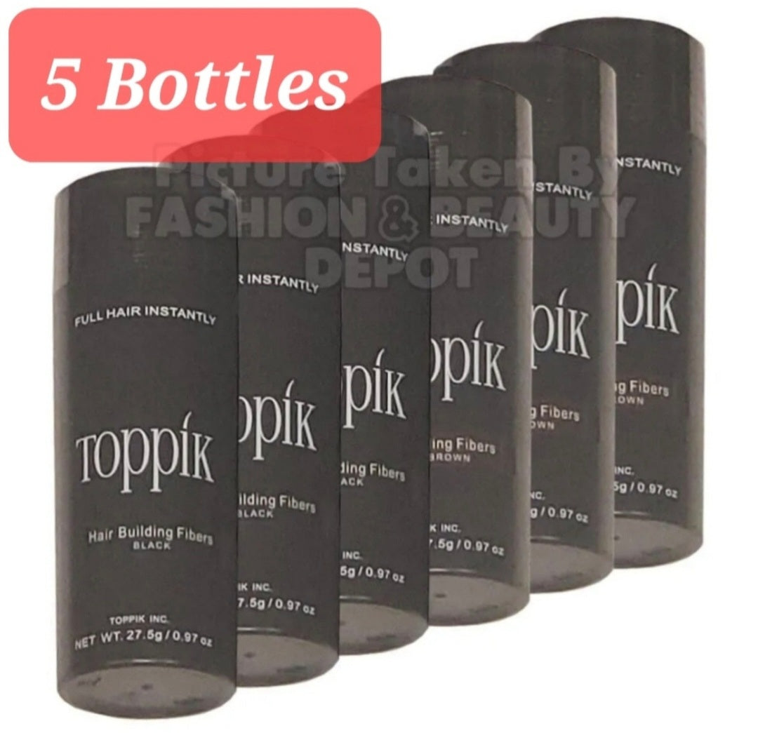 5 x TOPPIK Hair Building Fiber *Choose Your Color* 27.5g 0.97oz FASHIONBEAUTYDEPOT Pack of 5